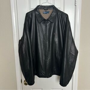 Vintage Polo Ralph Lauren Leather Harrington Jacket Size 2XL Herringbone Lined